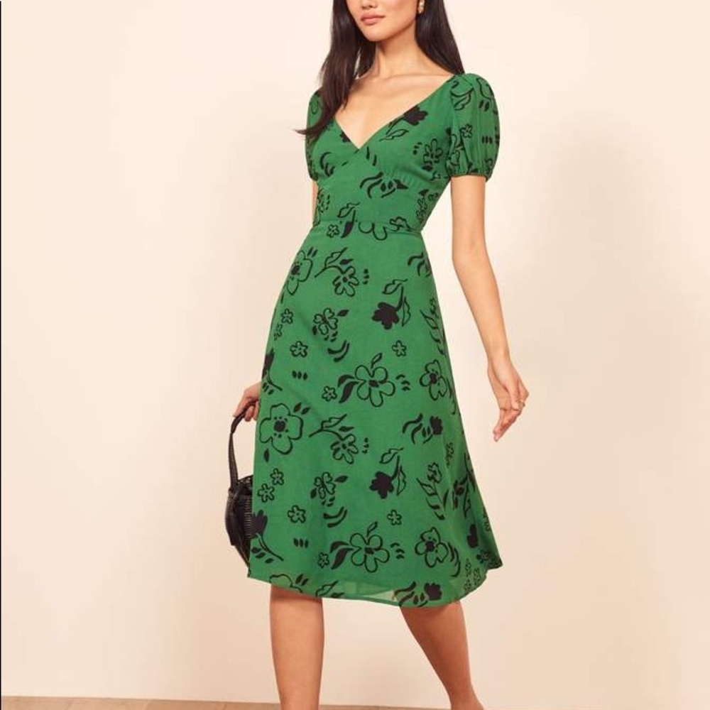 Reformation Kacey Print Puff Sleeve Dress